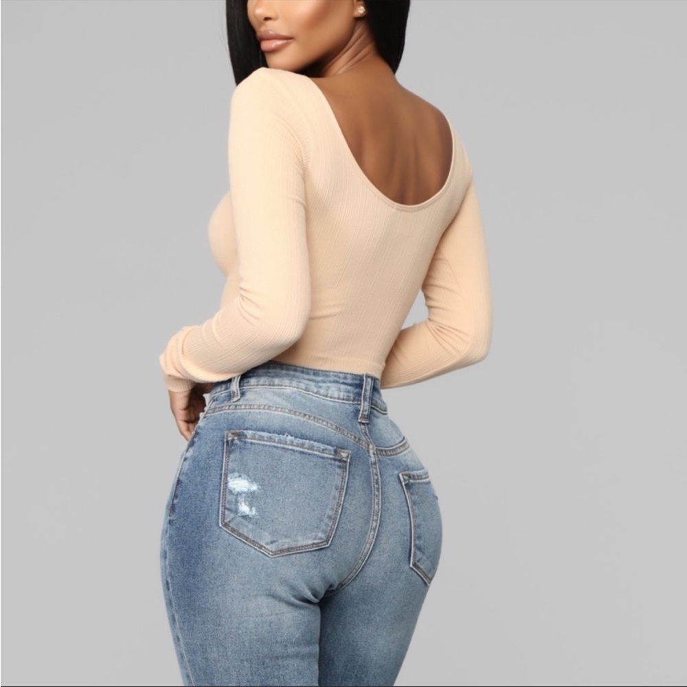 Beige Long Sleeve Crop Top